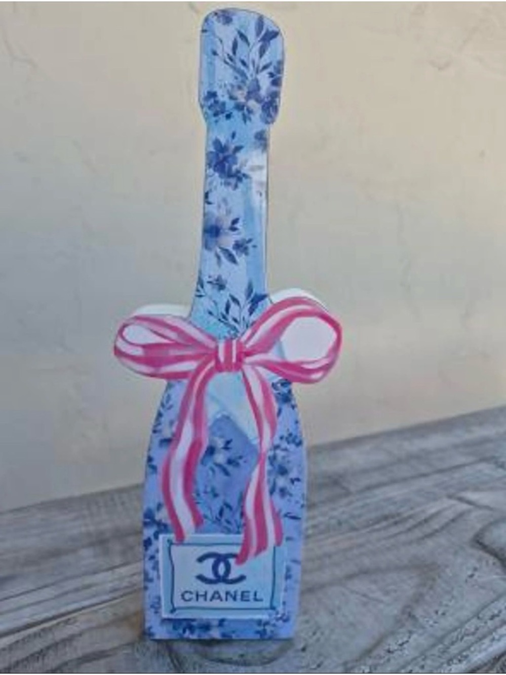 Luxury CC Inspired Champange Bottle Wood Art Decor-NEW